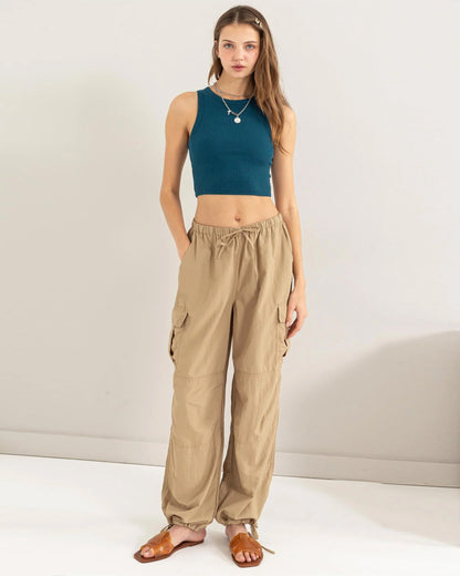 MID RISE PARACHUTE CARGO PANTS-4