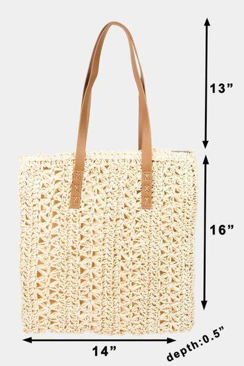 Fame Straw Braided Tote Bag
