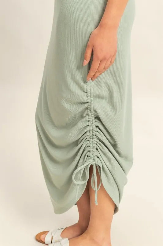 HYFVE Scoop Neck Side Tie Detail Midi Dress-4
