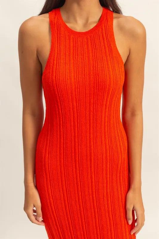 HYFVE Round Neck Bodycon Ribbed Knit Dress-4