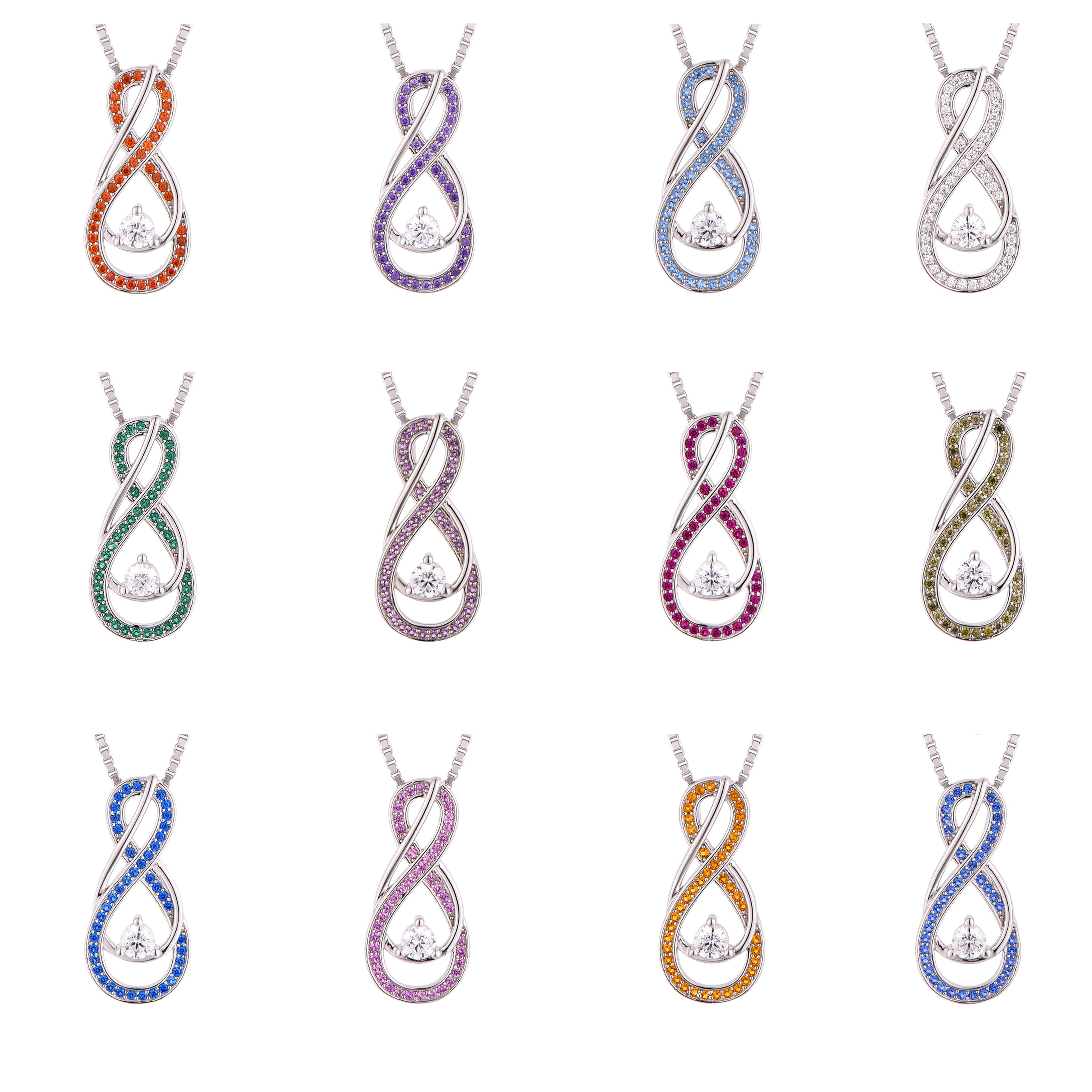 Blue Aquamarine Infinity Birthstone Necklace - March Gemstone