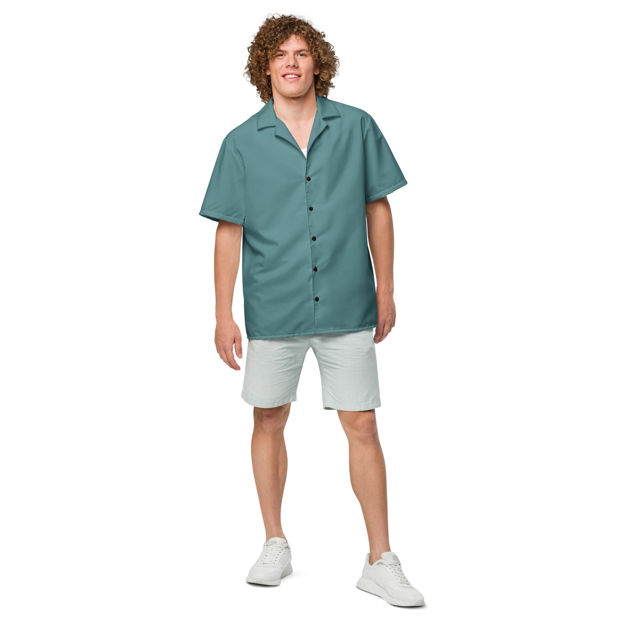 Labelless Ocean Green Button Down Camp Shirt-2