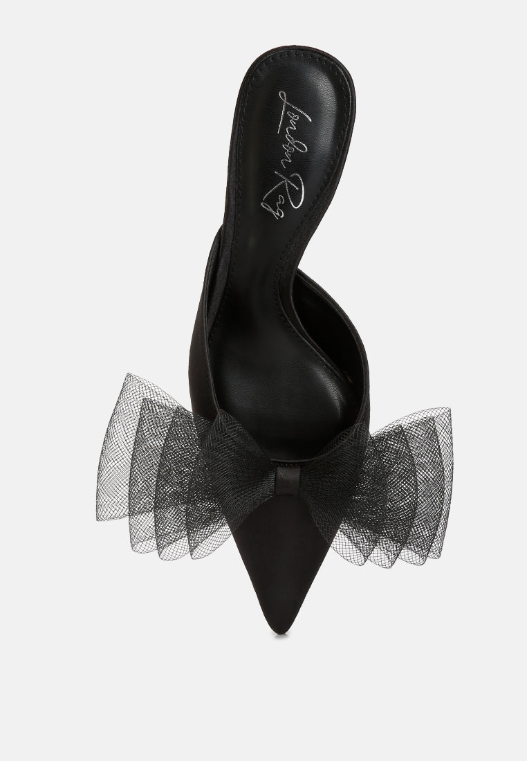 Asma Organza Bow Embellished Satin Mules-3