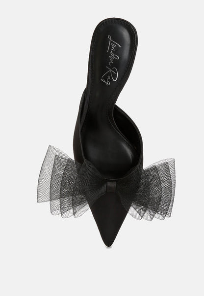 Asma Organza Bow Embellished Satin Mules-3