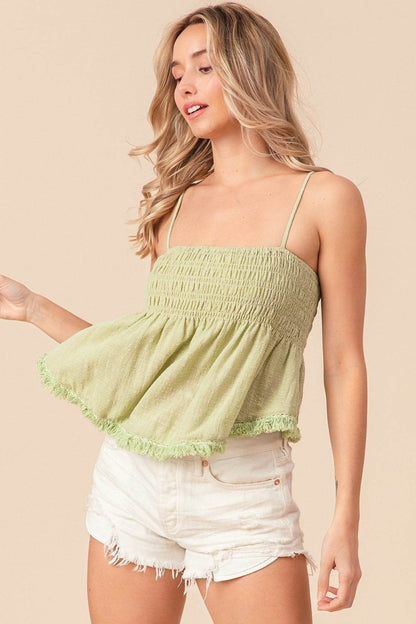 Bibi Fringed Hem Smocked Cami