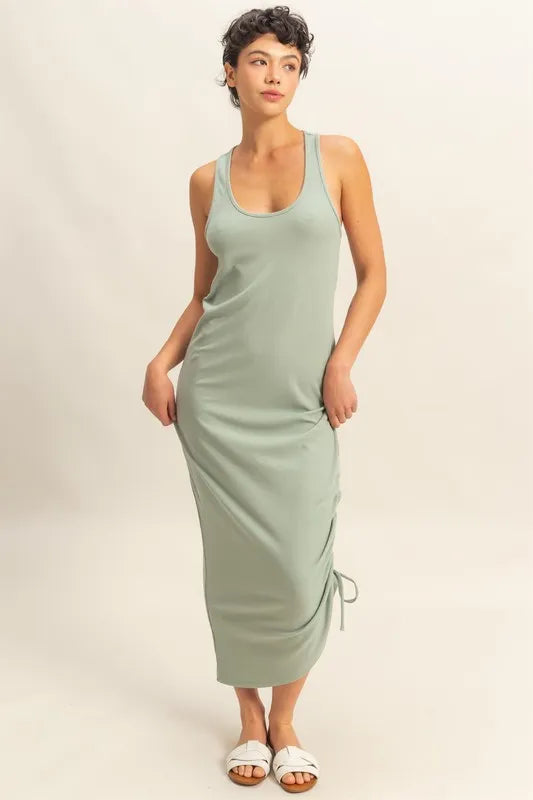 HYFVE Scoop Neck Side Tie Detail Midi Dress-0