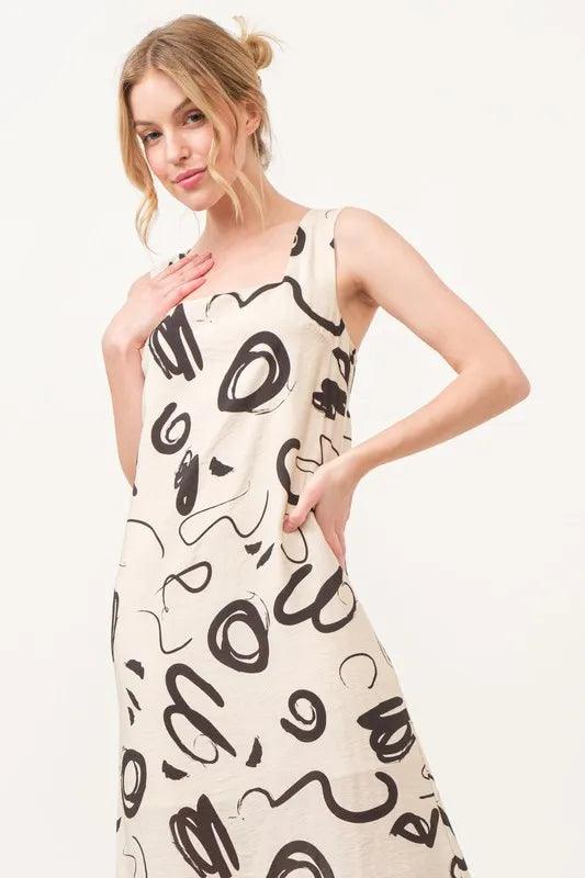 And The Why Square Neck Abstract Printed Maxi Dress-4