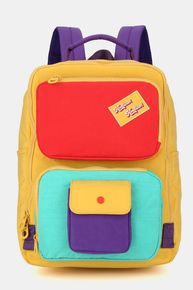 Himawari Contrast Nylon Backpack Bag with Handles-1