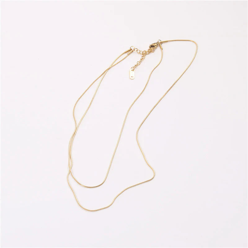 18K Gold Plated Double-Row Snake Chain Necklace