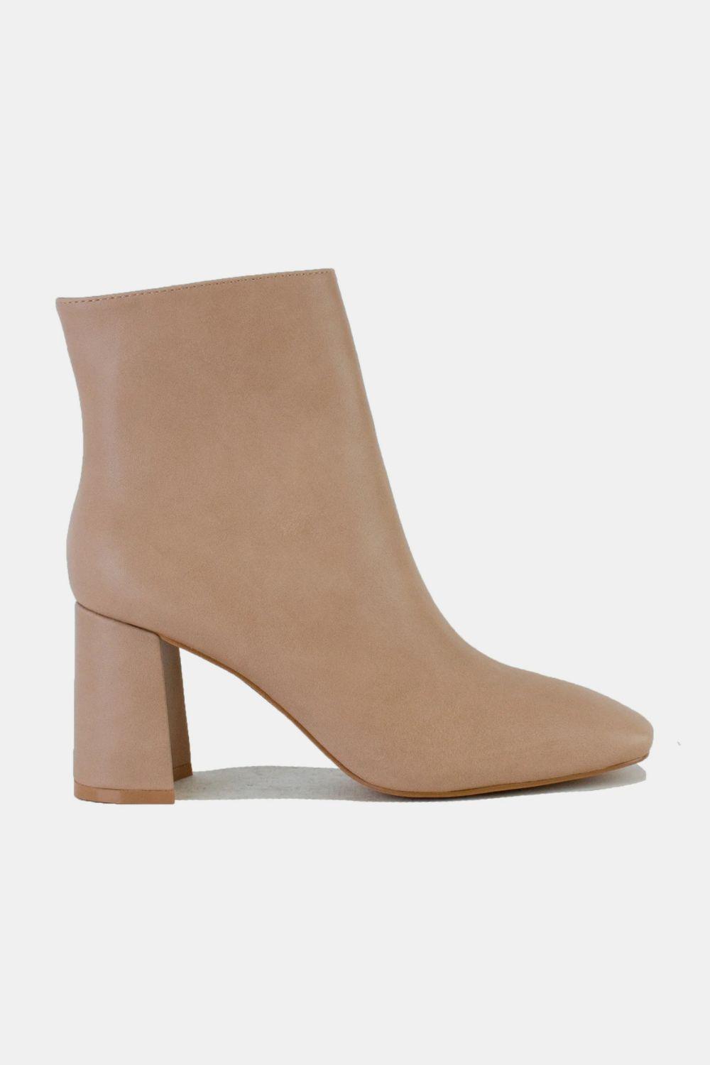 Mayfair PU Leather Block Heel Boots with Side Zippers-1
