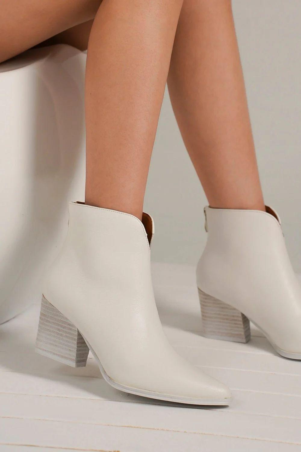 Mayfair PU Leather Block Heel Boots with Back Zippers-0