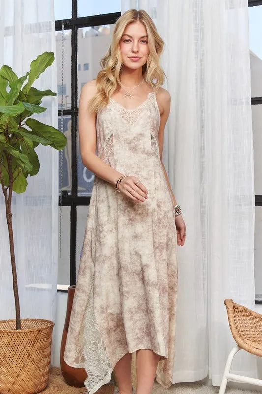 ADORA Printed Spaghetti Strap Midi Dress-0
