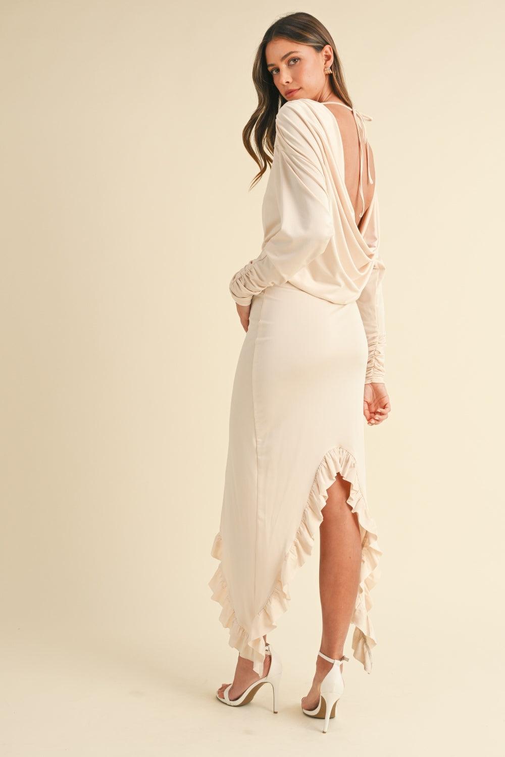 Mable Backless Asymmetric Ruffle Hem Dress-2
