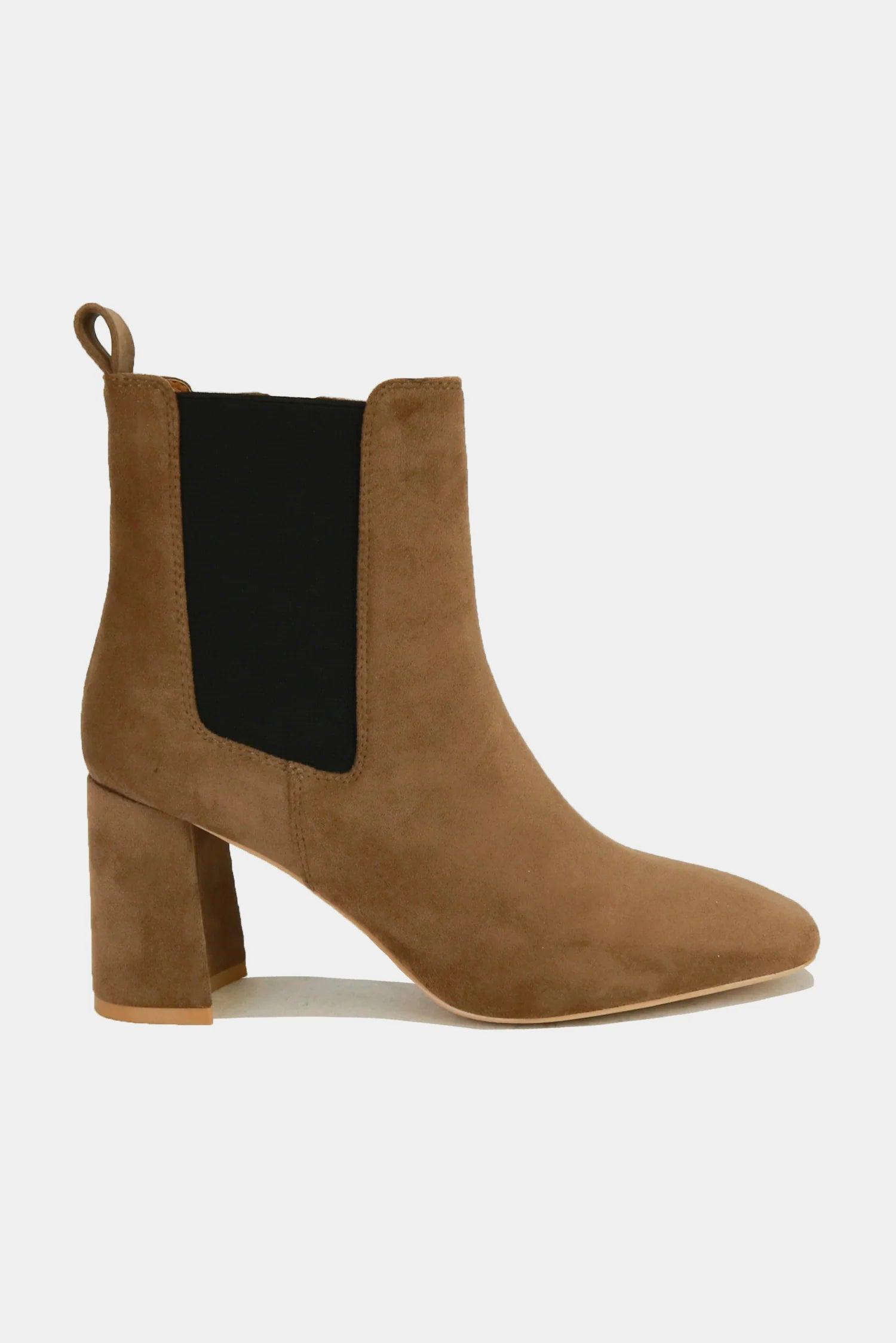 Mayfair Faux Suede Block Heel Chelsea Boots with Elastic Side Panel-1