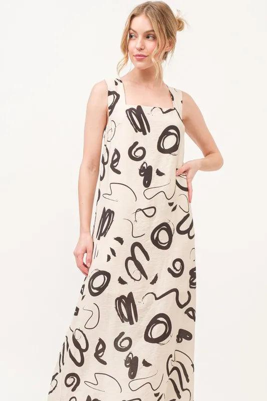 And The Why Square Neck Abstract Printed Maxi Dress-3