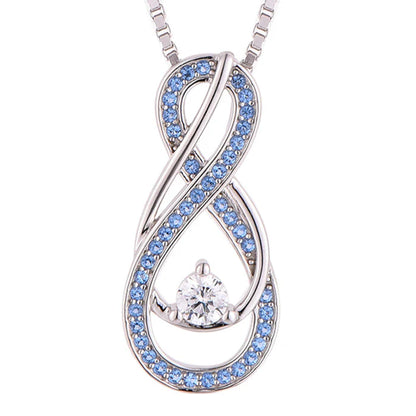 Blue Aquamarine Infinity Birthstone Necklace - March Gemstone