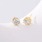 1 Karat Crown-Shaped Zircon Stud Earrings - Gold Plated
