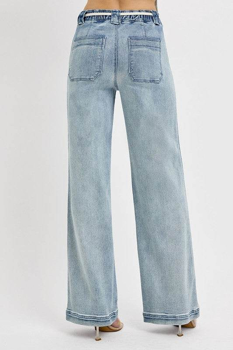 RISEN Full Size Straight Leg Jeans with Pockets plus Size