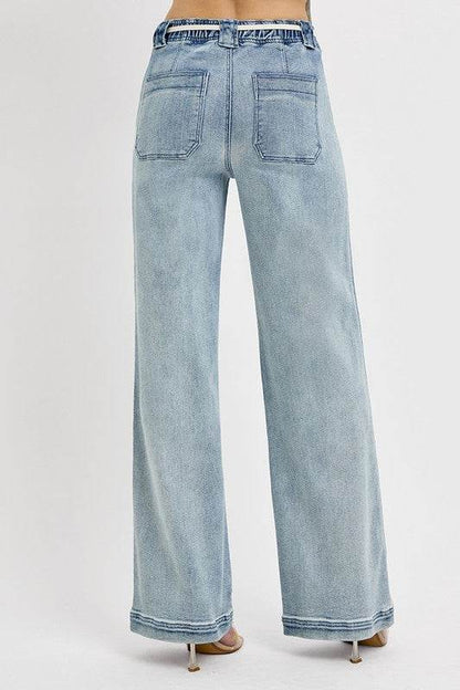 RISEN Full Size Straight Leg Jeans with Pockets plus Size