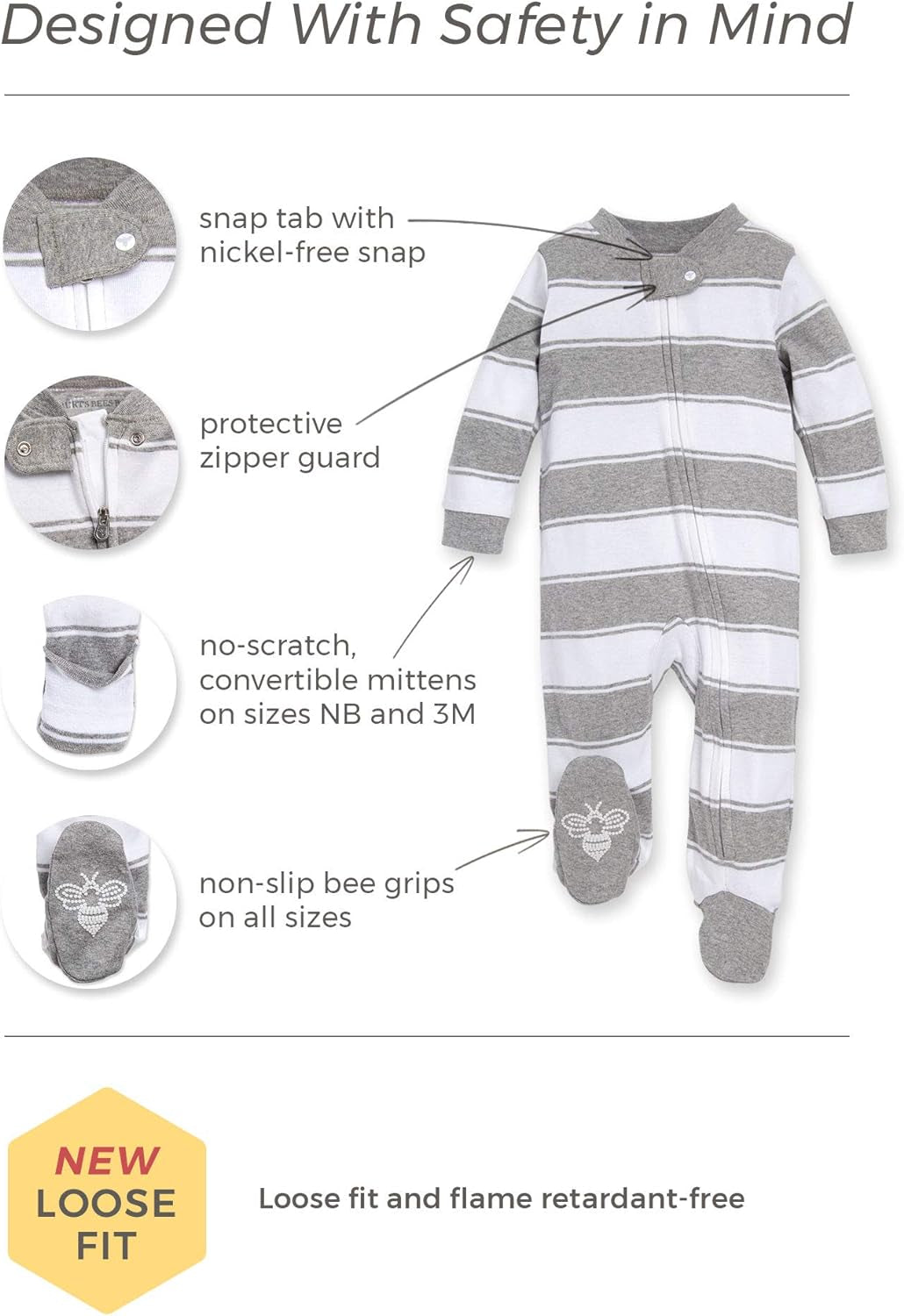 Baby Girls Pajamas, Zip Front Non-Slip Footed Sleeper Pjs, 100% Organic Cotton