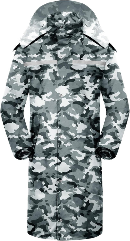 Raincoat Waterproof Long Rain Jacket Lightweight Rainwear Reflective with Packable Hood for Men Women Adults