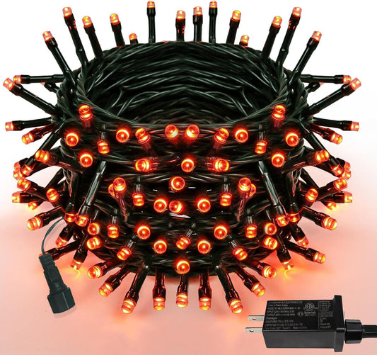 Orange 82FT 200 LED Extendable Halloween Lights for Outdoor/Indoor, 8 Lighting Modes Plug in String Lights for Halloween Decorations Bedroom Party Decor Room Garden Patio Tree (Orange)