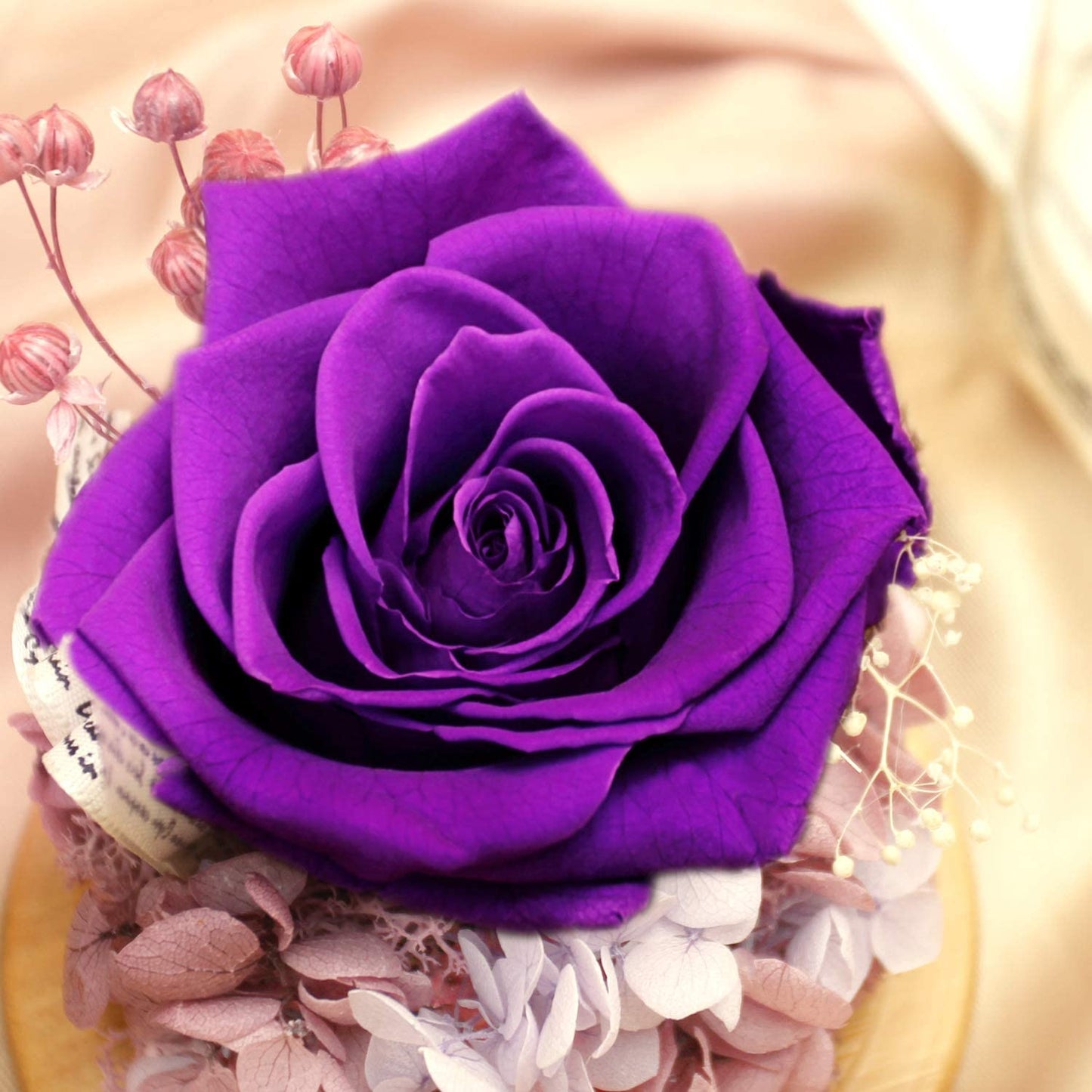 Handmade Delivery Gift Preserved Rose in Glass Dome - Artificial Flowers Creative Gifts for Friend or Women and Family on Valentine'S Day,Chrismas,Birthday,Relationship Gifts for They.(Voilet)