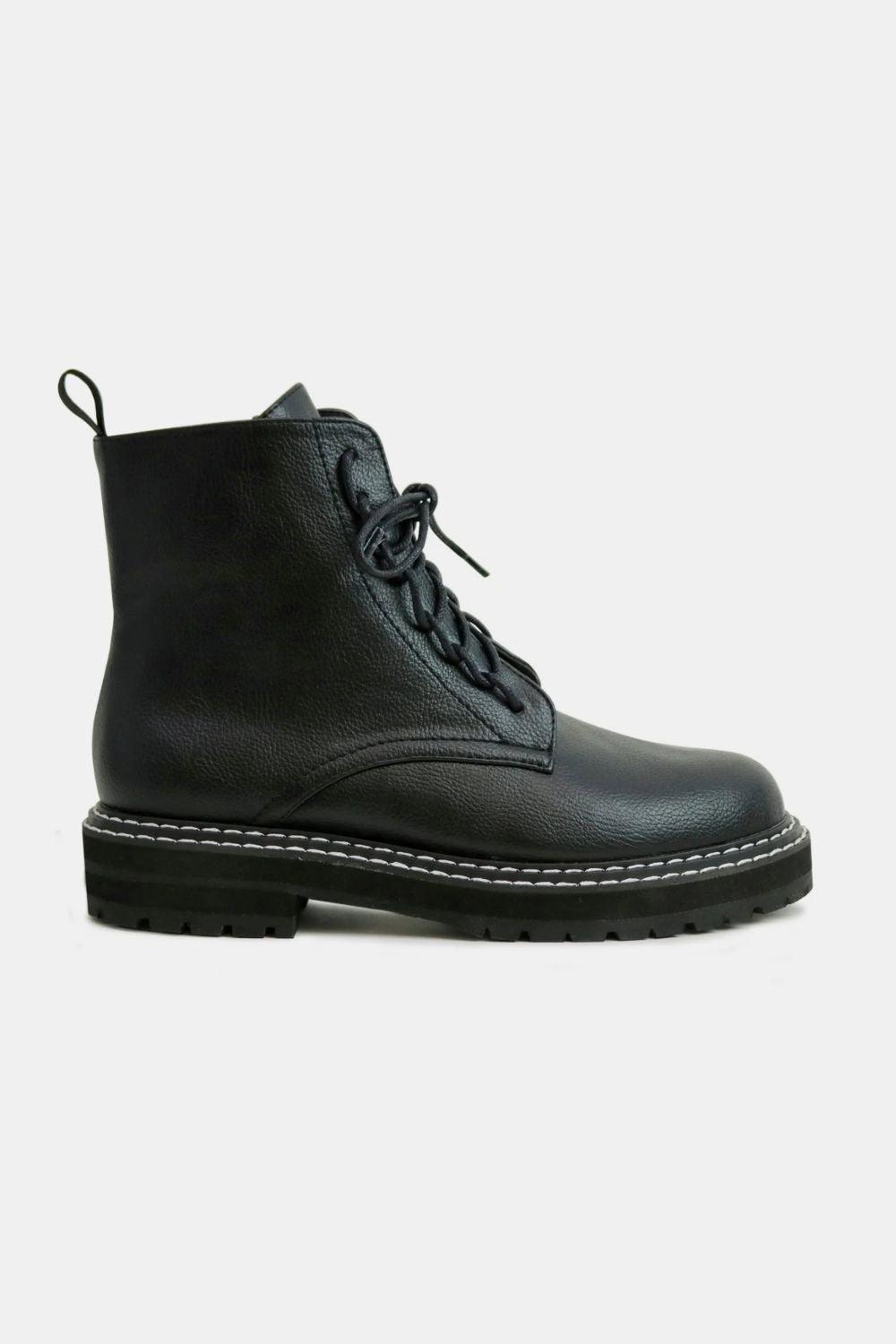 MayFair Faux Leather Lace-Up Boots with Side Zipper-0