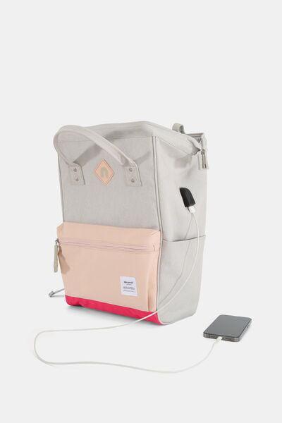Himawari Contrast Waterproof Backpack Bag with External USB Port-3