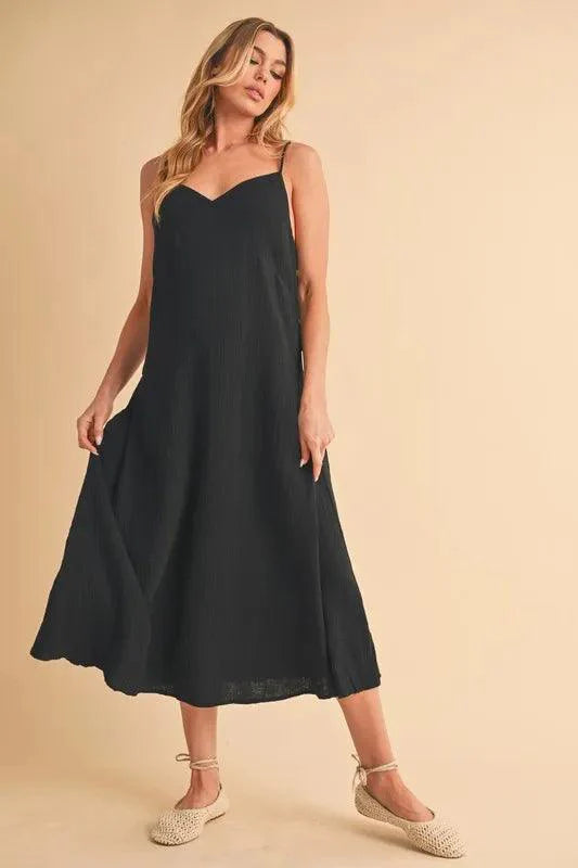 Aemi+Co Side Button Midi Cami Dress-0