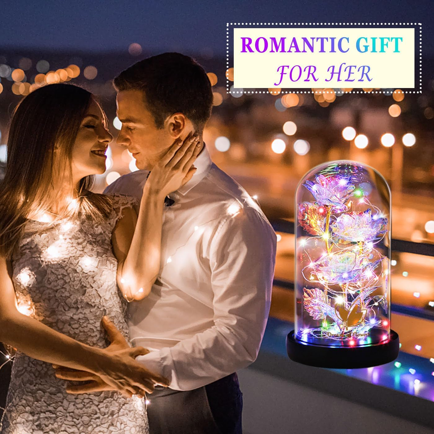 Birthday Gifts Galaxy Artificial Rose, Flowers for Delivery Prime Beauty and the Beast Rose Gold Foil Rose Enchanted Colorful Infinity Rose, Rose Flowers Gifts for Home Decor Unique Gifts for Women