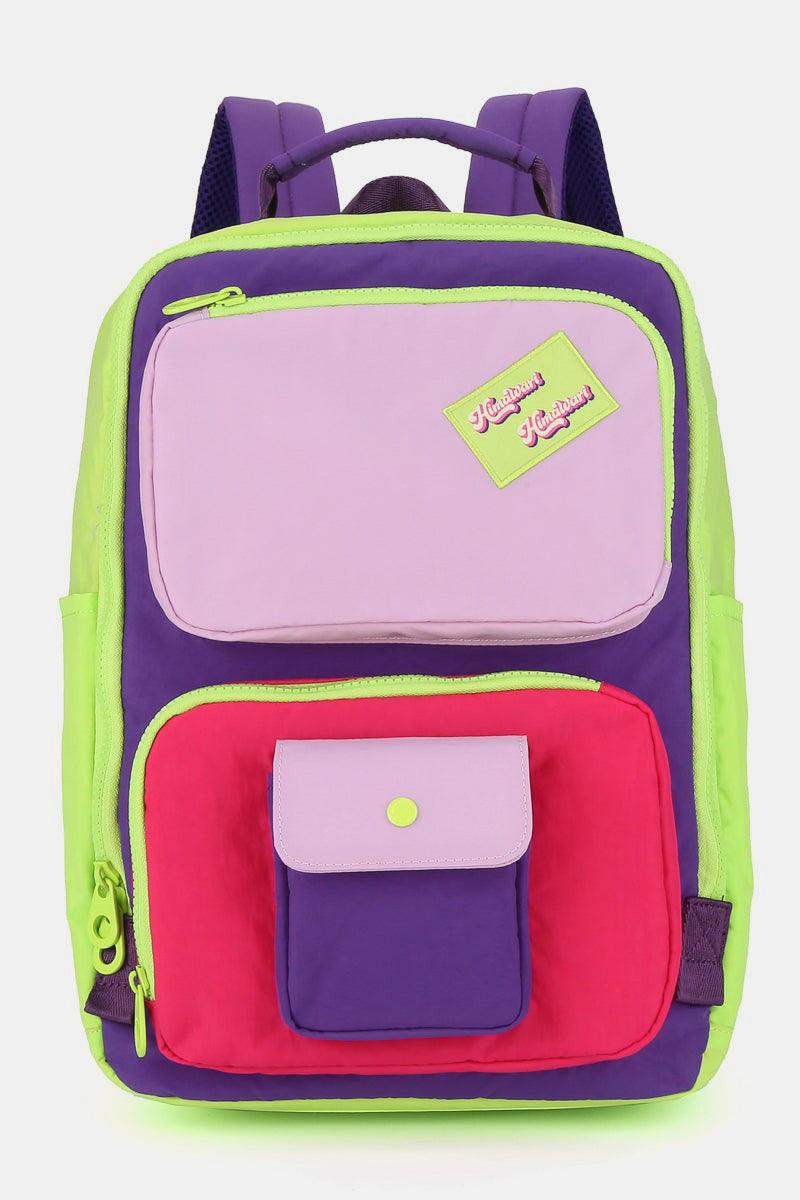 Himawari Contrast Nylon Backpack Bag with Handles-4