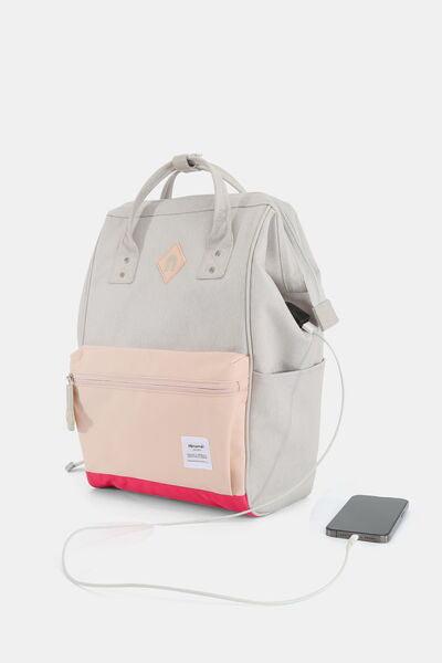 Himawari Contrast Waterproof Backpack Bag with External USB Port-2
