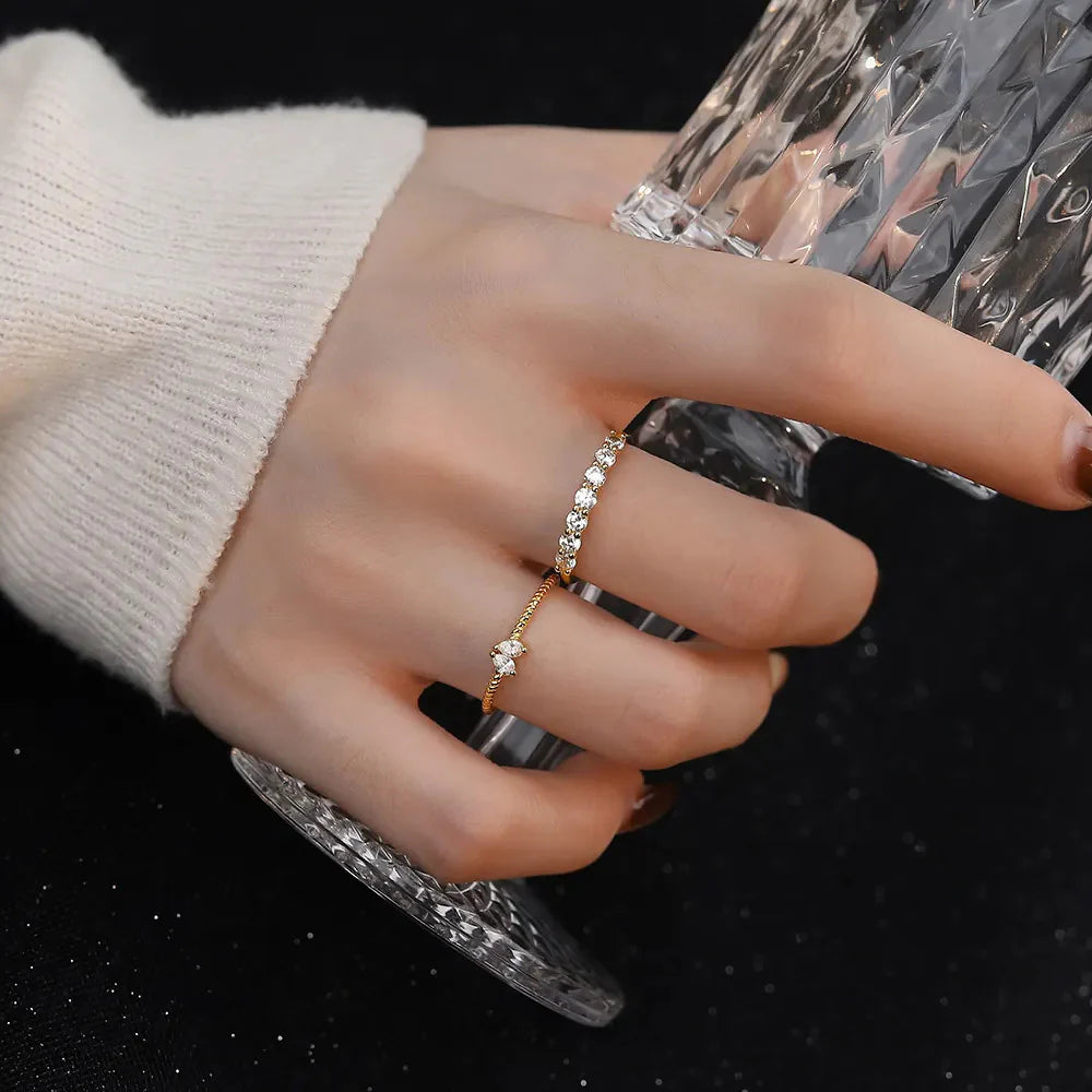 925 Sterling Silver round Zircon Rings