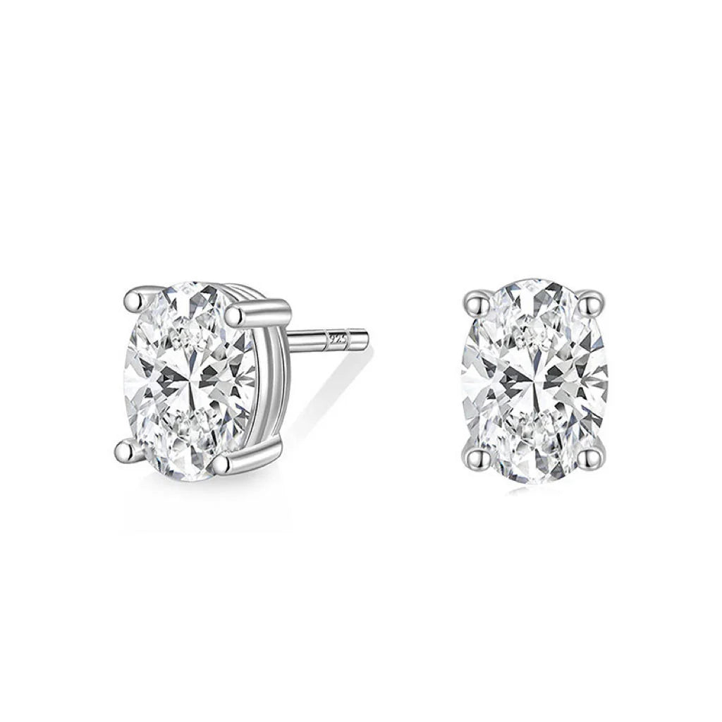 925 Sterling Silver Prong Cubic Zirconia Stud Earrings Jewelry