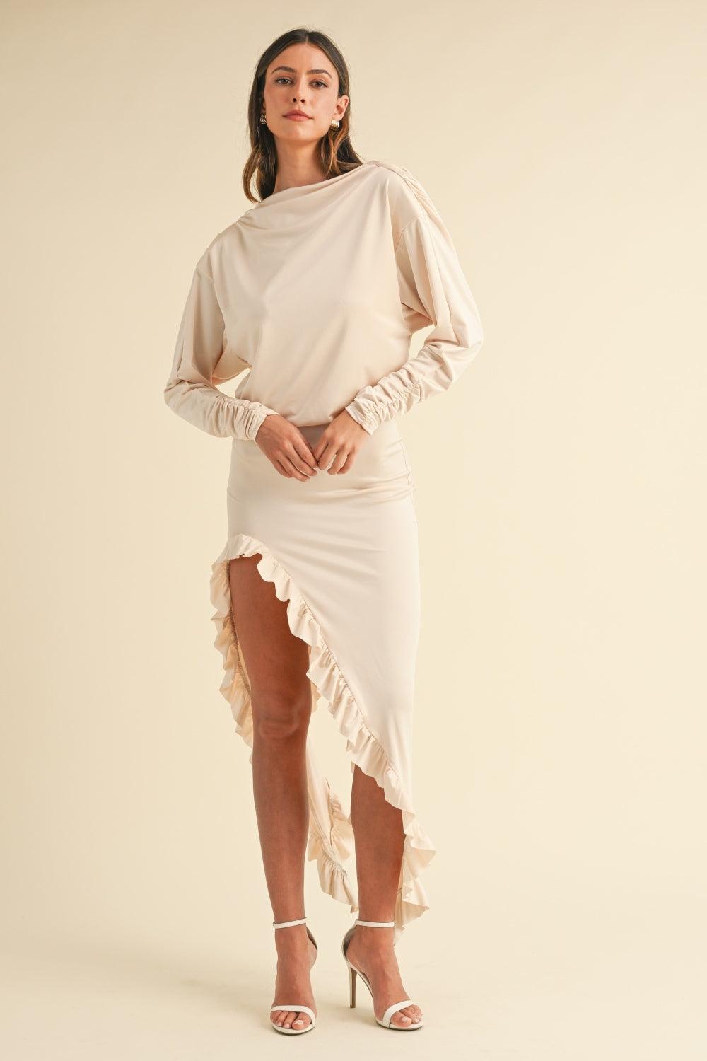 Mable Backless Asymmetric Ruffle Hem Dress-0
