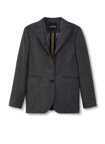 Herringbone Single-Breasted Jacket-1
