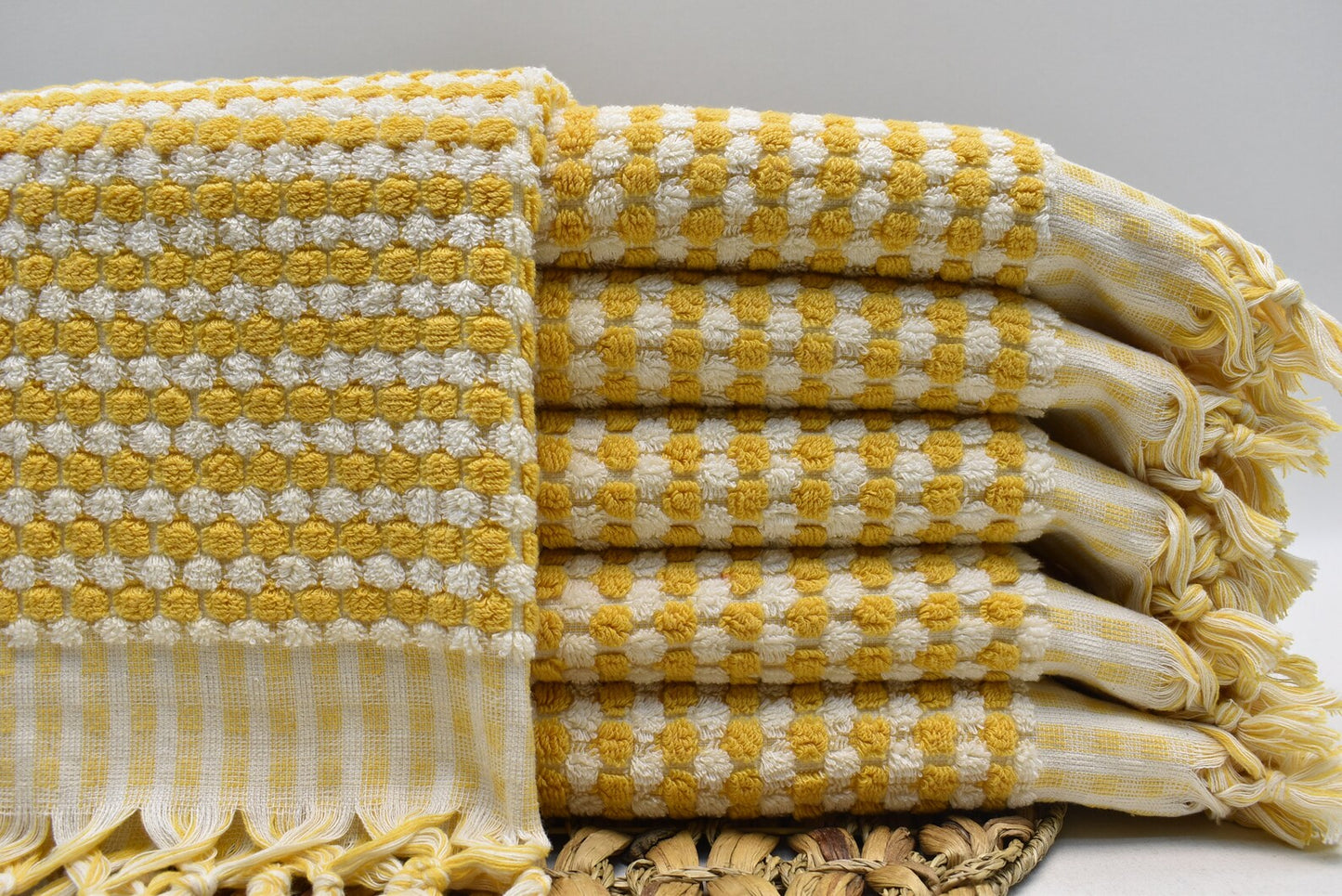BUBBLE MUSTARD TERRY HAND TOWEL-0