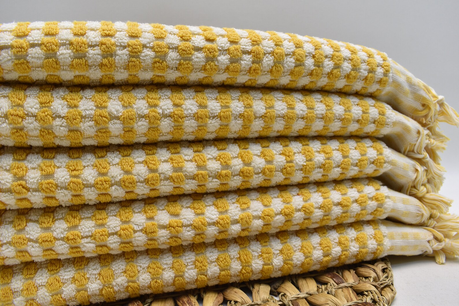 BUBBLE MUSTARD TERRY HAND TOWEL-4