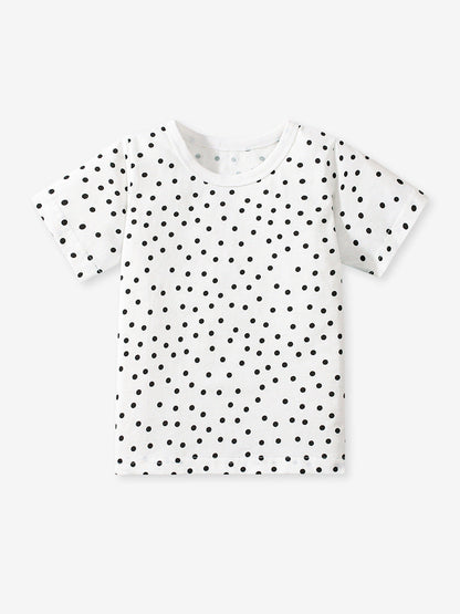 Girls’ Dots Cartoon Pattern Short Sleeves T-shirt in European and American Style for Summer-2