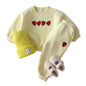 Autumn Baby Kids Unisex Casual Strawberry Embroidered Pattern Long Sleeves Top Pullover and Pants Clothing Set-2