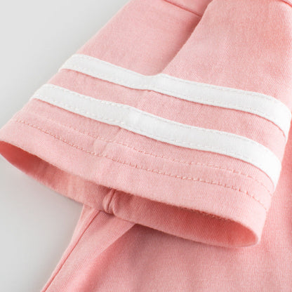 Baby Striped Sleeves Design T-Shirt Combo Shorts Sport Pieces Sets-3