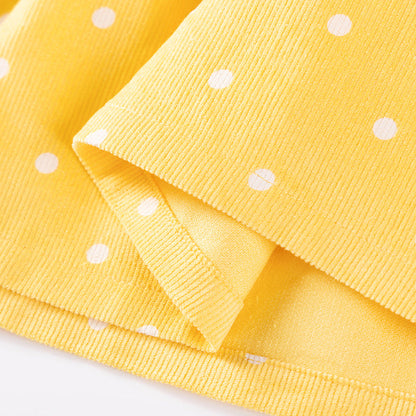 Autumn and Spring Arrival Princess Dots Pattern Long Sleeves Corduroy Dress for Stylish Girls-3