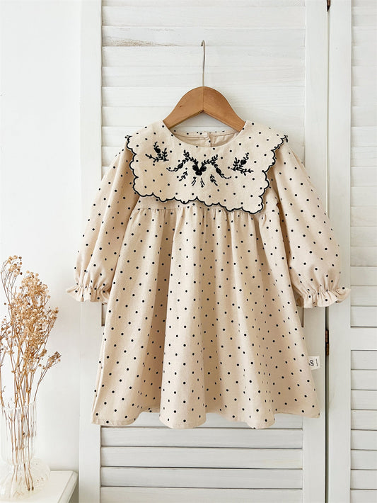 Arrival Baby Girls Long Sleeves Dots Pattern Dress-0