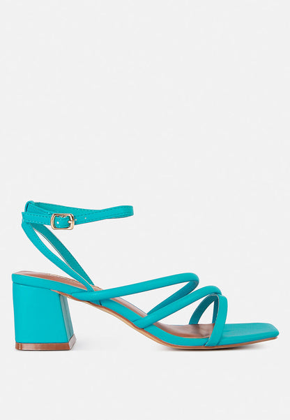 Right Pose Faux Leather Block Heel Sandals-0