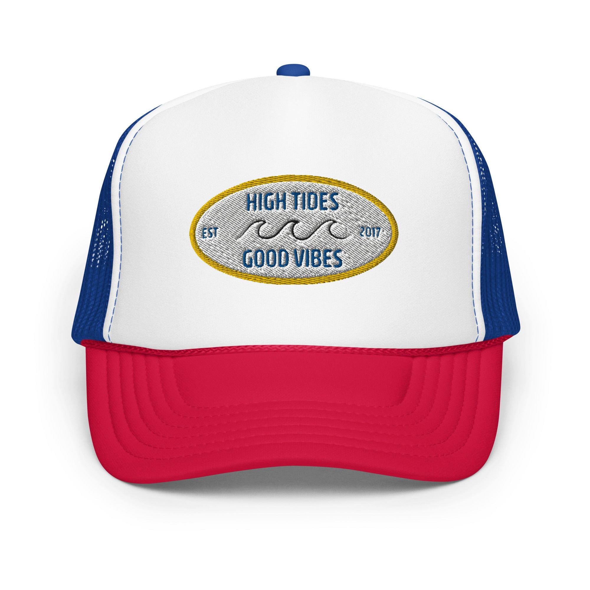 High Tides Good Vibes Foam Trucker Hat-0