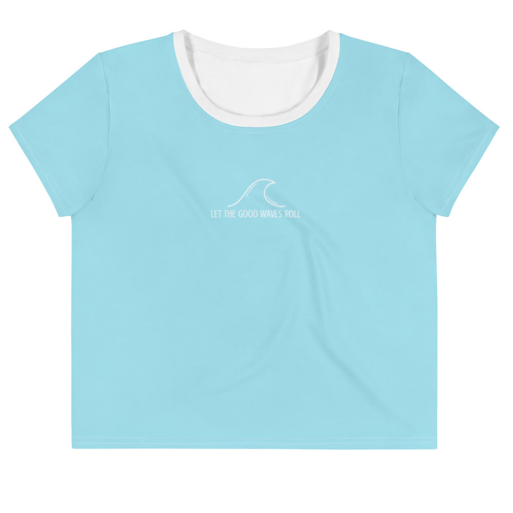 Women's Tropical Simple Wave Crop T-shirt-0