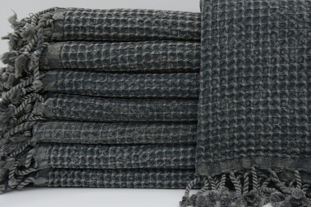 WAFFLE BLACK TURKISH TOWEL-0