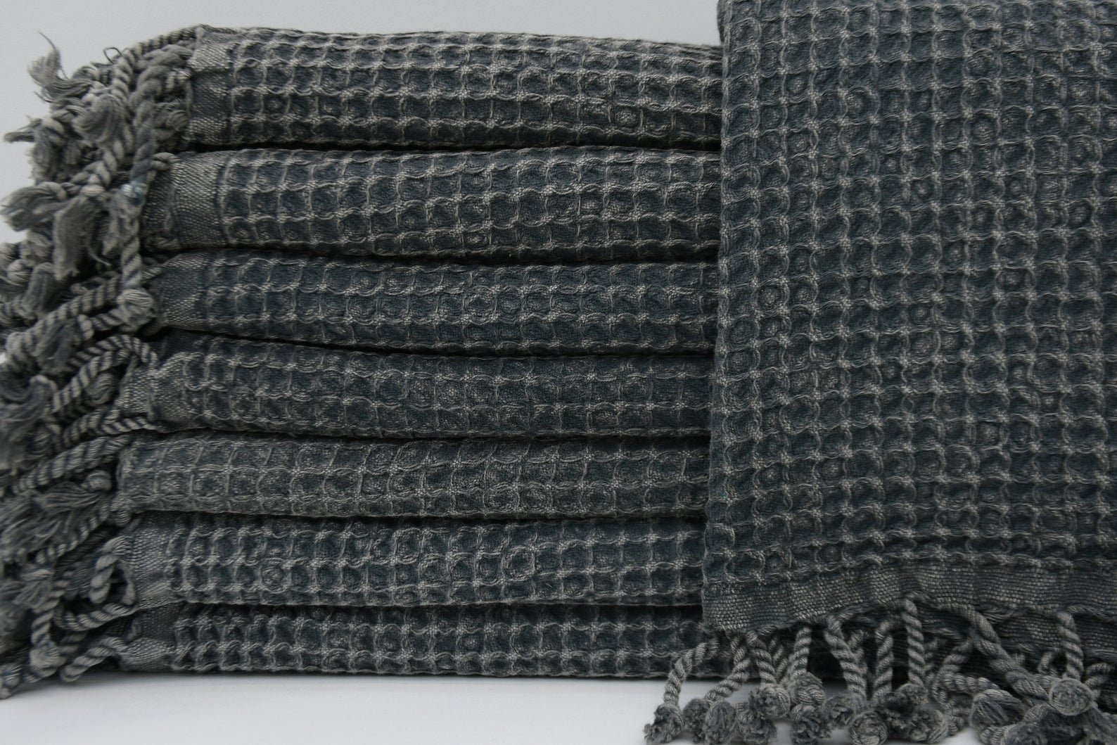 WAFFLE BLACK TURKISH TOWEL-0