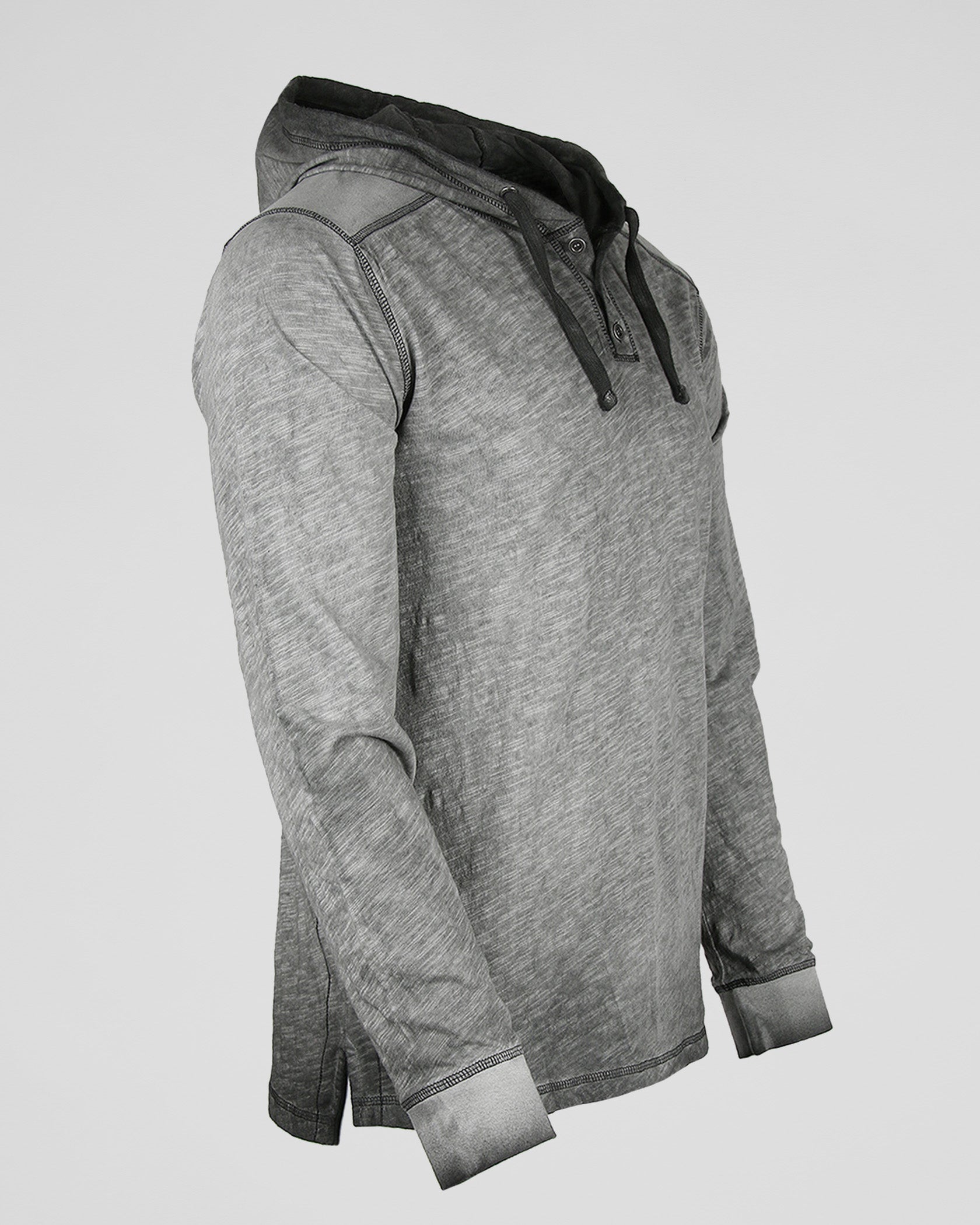 RESTOCKED! ZIMEGO Long Sleeve Vintage Oil Wash Garment Dye Hooded Henley-2